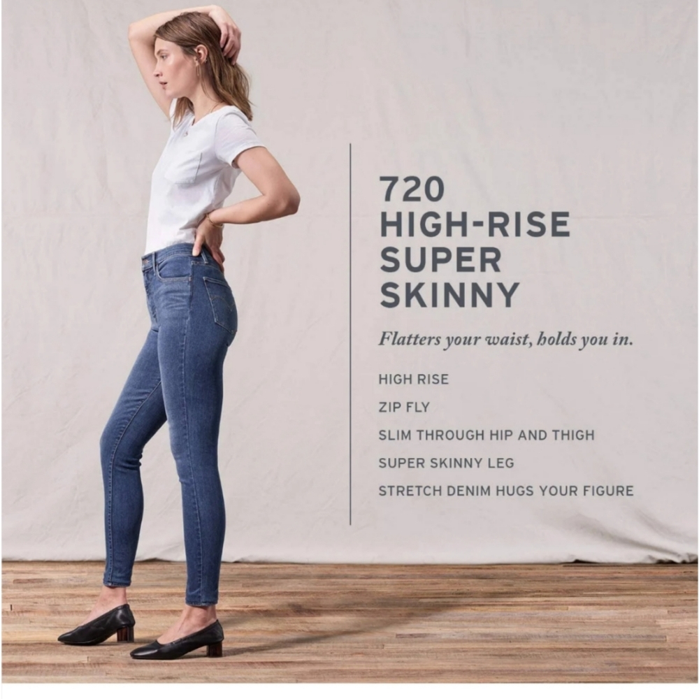 💖 LEVI'S 720 High Rise Super Skinny Ripped Jeans - Picture 4 of 14